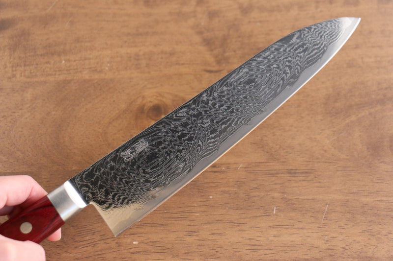 Seisuke Nami AUS10 Finition miroir Damas Gyuto  210mm Bois de pakka rouge Manipuler - japanny-FR