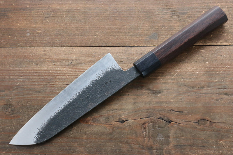 Takayuki Iwai Super Bleu Kurouchi Martelé Santoku  165mm Shitan Manipuler - japanny-FR