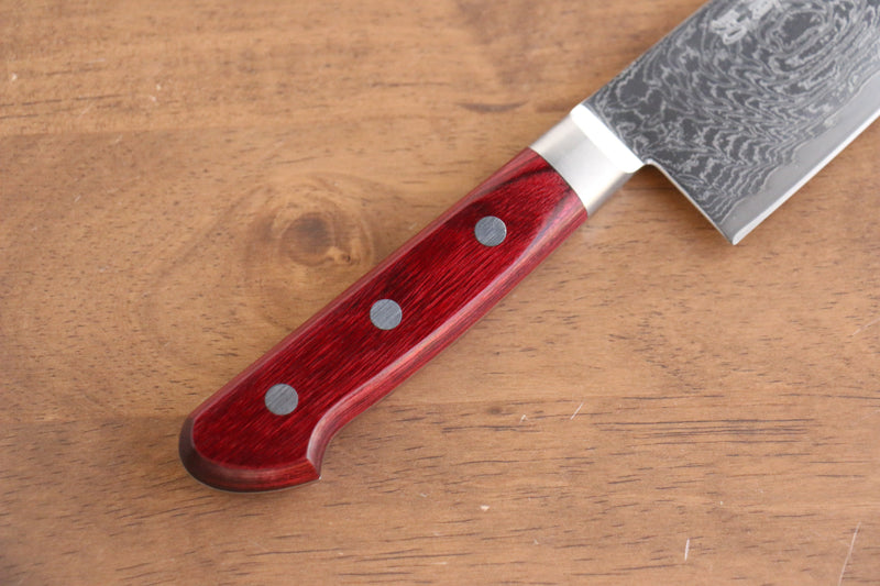 Seisuke Nami AUS10 Finition miroir Damas Gyuto  210mm Bois de pakka rouge Manipuler - japanny-FR