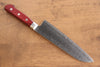 Seisuke Nami AUS10 Finition miroir Damas Santoku 180mm Manipuler Bois de pakka rouge - japanny-FR