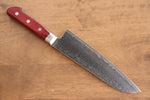 Seisuke Nami AUS10 Finition miroir Damas Santoku 180mm Manipuler Bois de pakka rouge - japanny-FR