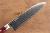 Seisuke Nami AUS10 Finition miroir Damas Santoku 180mm Manipuler Bois de pakka rouge - japanny-FR