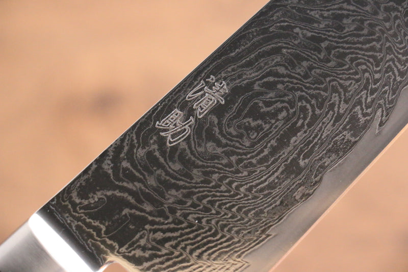 Seisuke Nami AUS10 Finition miroir Damas Santoku 180mm Manipuler Bois de pakka rouge - japanny-FR