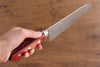 Seisuke Nami AUS10 Finition miroir Damas Santoku 180mm Manipuler Bois de pakka rouge - japanny-FR