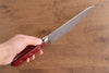 Seisuke Nami AUS10 Finition miroir Damas Santoku 180mm Manipuler Bois de pakka rouge - japanny-FR