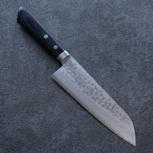 Seisuke VG10 Damas Santoku  165mm Bois de pakka noir Manipuler - japanny-FR