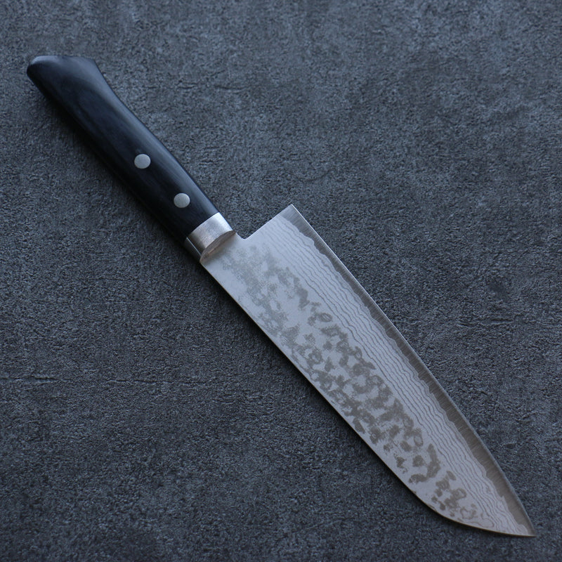 Seisuke VG10 Damas Santoku  165mm Bois de pakka noir Manipuler - japanny-FR