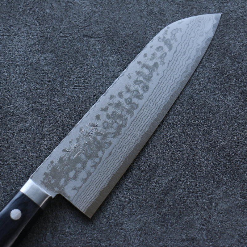 Seisuke VG10 Damas Santoku  165mm Bois de pakka noir Manipuler - japanny-FR