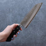 Seisuke VG10 Damas Santoku  165mm Bois de pakka noir Manipuler - japanny-FR