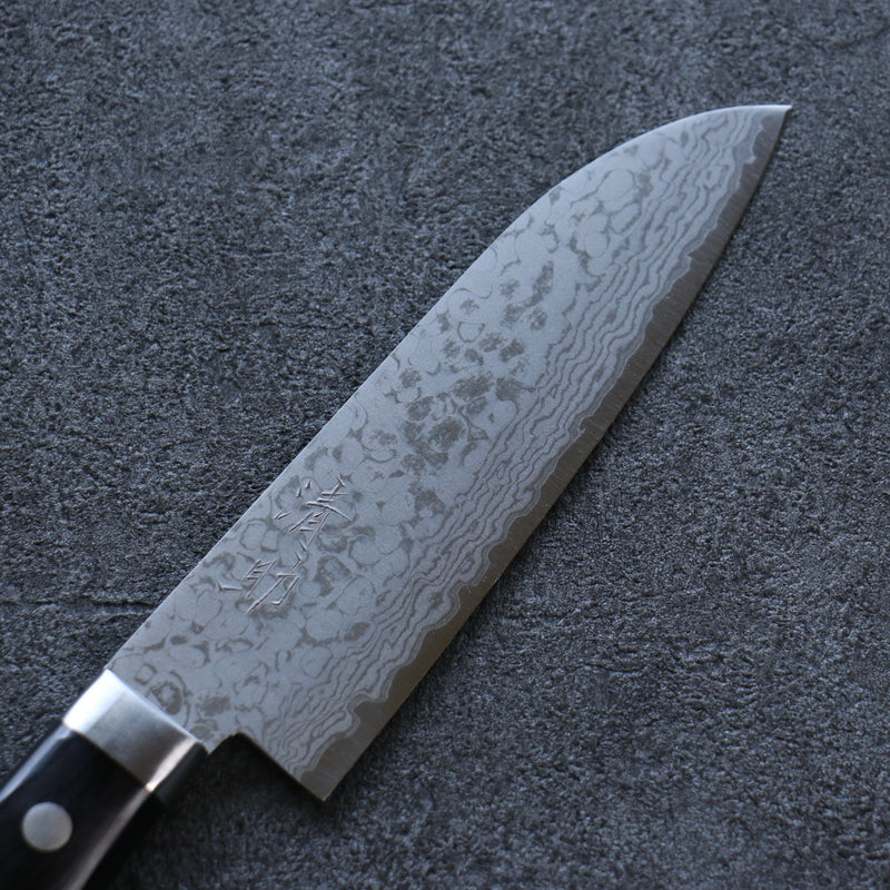 Seisuke VG10 Damas Petit Santoku  135mm Bois de pakka noir Manipuler - japanny-FR