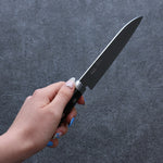 Seisuke VG10 Damas Petit Santoku  135mm Bois de pakka noir Manipuler - japanny-FR