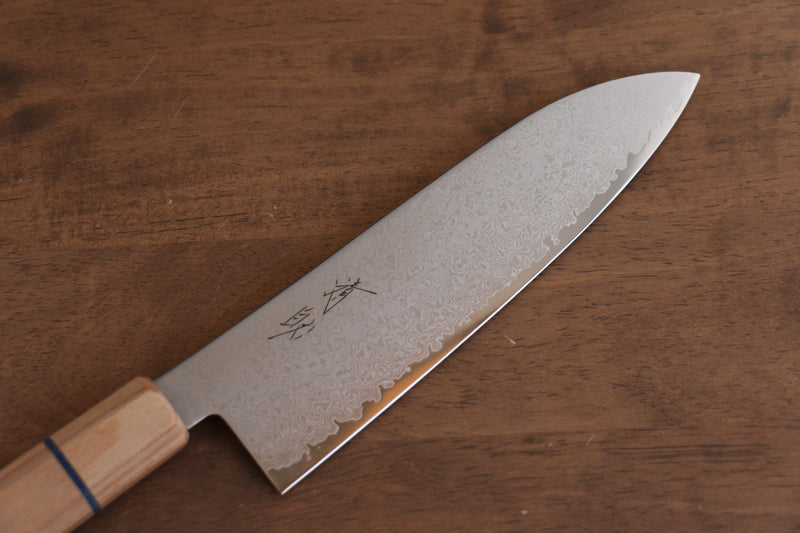 Seisuke VG10 Damas Santoku  180mm bois blanc Manipuler - japanny-FR