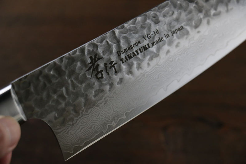 Sakai Takayuki VG10 33-Couches Damas Santoku  180mm Bois d'acajou Pakka Manipuler - japanny-FR