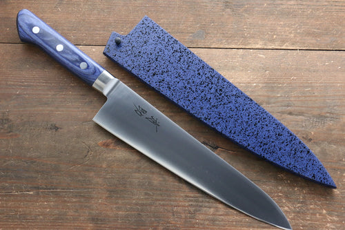 Seisuke Seiten Molybdene Gyuto  210mm Bois de pakka bleu Manipuler avec Gaine - japanny-FR