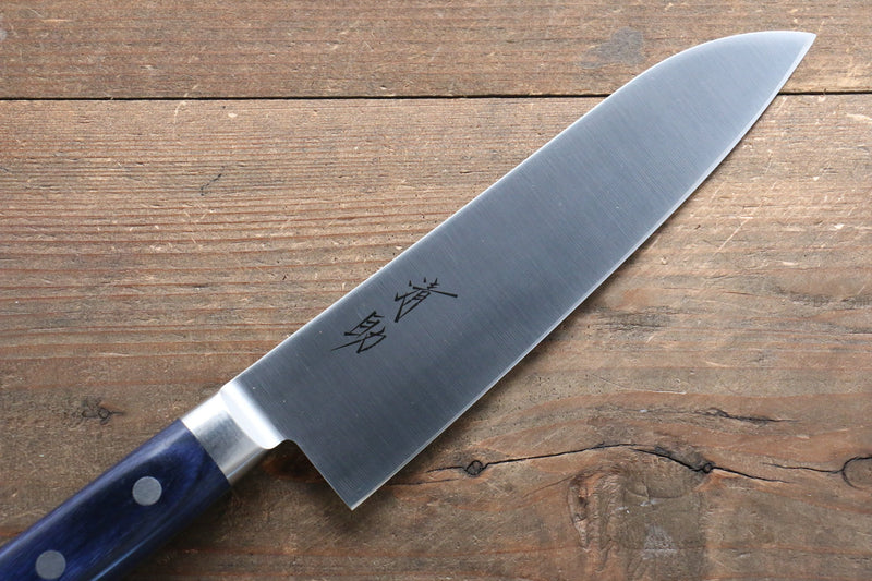 Seisuke Seiten Molybdene Santoku  180mm Bois de pakka bleu Manipuler avec Gaine - japanny-FR