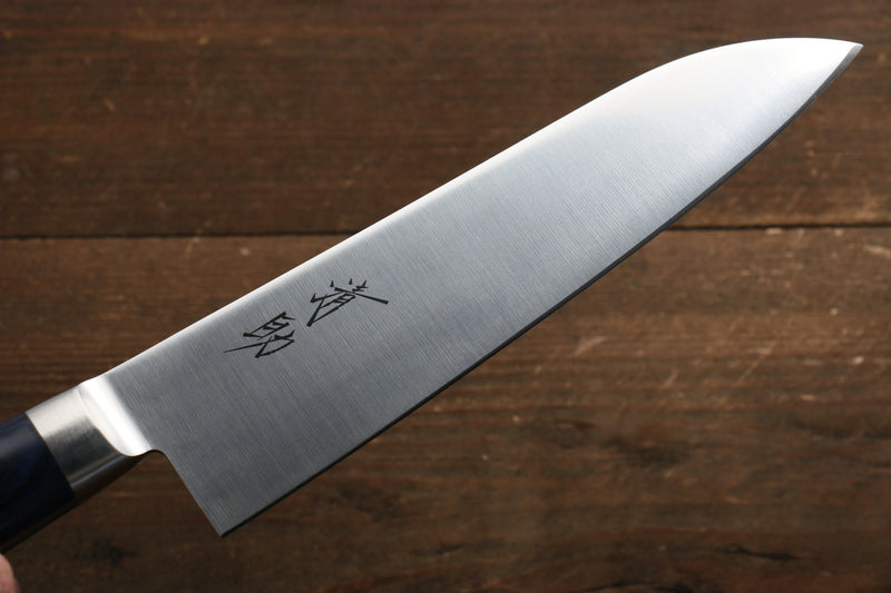 Seisuke Seiten Molybdene Santoku  180mm Bois de pakka bleu Manipuler avec Gaine - japanny-FR