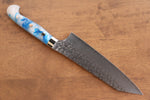 Yu Kurosaki Senko Ei R2/SG2 Martelé Santoku  165mm Acrylique bleu blanc Manipuler - japanny-FR