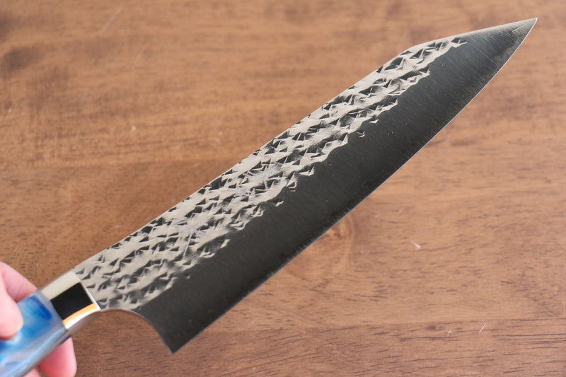 Yu Kurosaki Senko Ei R2/SG2 Martelé Santoku  165mm Acrylique bleu blanc Manipuler - japanny-FR