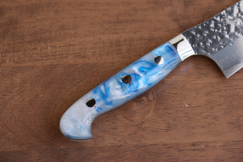 Yu Kurosaki Senko Ei R2/SG2 Martelé Santoku  165mm Acrylique bleu blanc Manipuler - japanny-FR