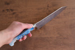 Yu Kurosaki Senko Ei R2/SG2 Martelé Santoku  165mm Acrylique bleu blanc Manipuler - japanny-FR