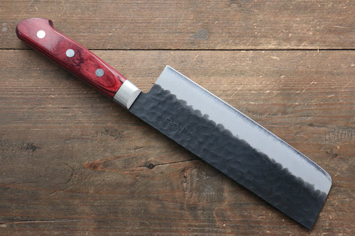 Seisuke Kurobeni Super Bleu Martelé Kurouchi Nakiri  165mm Bois de pakka rouge Manipuler - japanny-FR