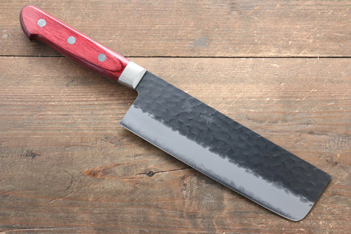 Seisuke Kurobeni Super Bleu Martelé Kurouchi Nakiri  165mm Bois de pakka rouge Manipuler - japanny-FR