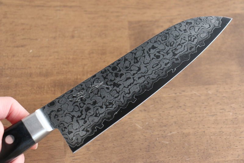 Seisuke VG10 8 Couche de Damas Migaki Terminé Santoku  165mm Bois de pakka noir Manipuler - japanny-FR