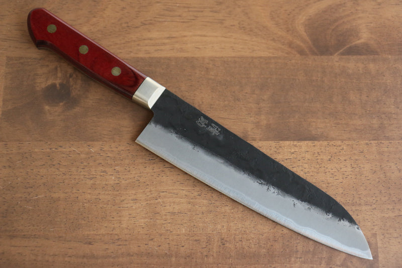 Seisuke Kuronashi Super Bleu Nashiji Kurouchi Santoku  180mm Bois de pakka rouge Manipuler - japanny-FR