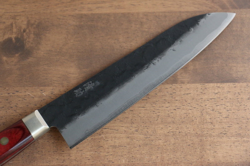 Seisuke Kuronashi Super Bleu Nashiji Kurouchi Santoku  180mm Bois de pakka rouge Manipuler - japanny-FR