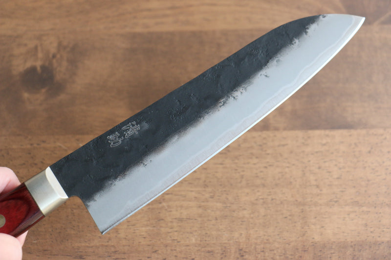 Seisuke Kuronashi Super Bleu Nashiji Kurouchi Santoku  180mm Bois de pakka rouge Manipuler - japanny-FR