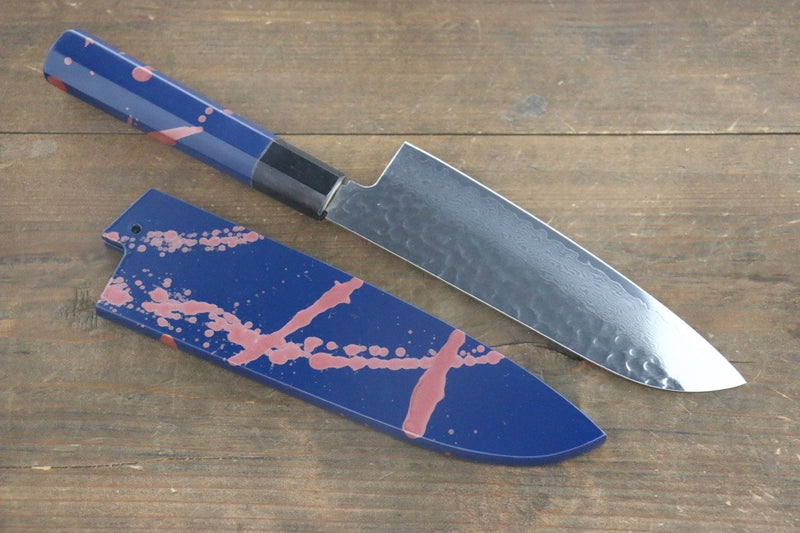 Sakai Takayuki VG10 33-Couches Damas Martelé Santoku  170mm Laqué bleu Manipuler - japanny-FR