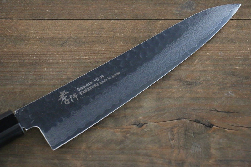 Sakai Takayuki VG10 33-Couches Damas Martelé Gyuto  210mm Laqué bleu Manipuler - japanny-FR