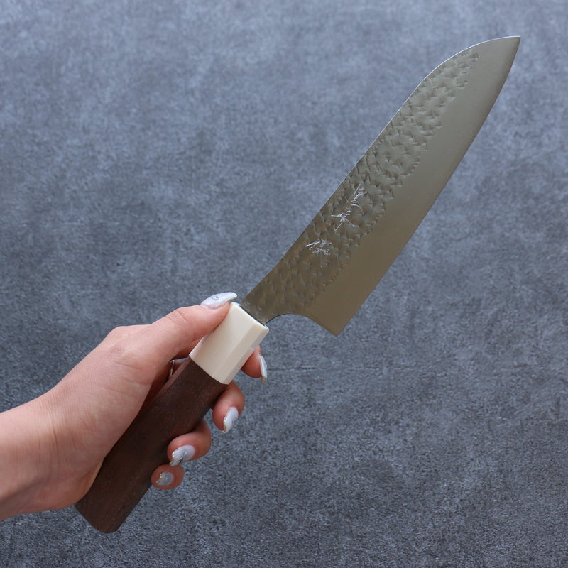 Yu Kurosaki Senko Ei R2/SG2 Martelé Santoku  165mm Noix Manipuler - japanny-FR