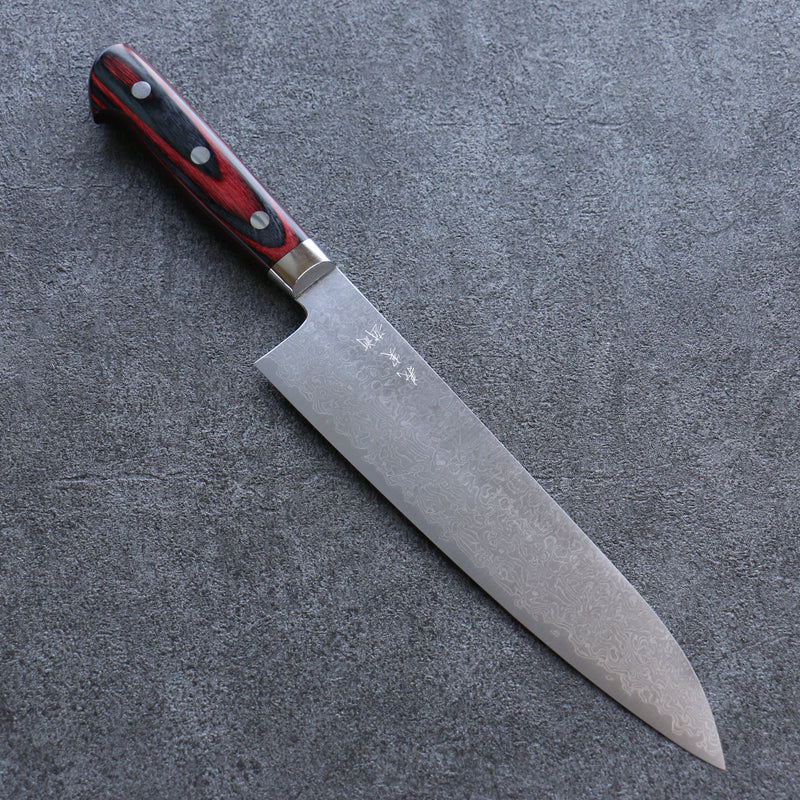 Yoshimi Kato VG10 Damas Migaki Polish Terminé Gyuto  210mm Bois de pakka rouge Manipuler - japanny-FR