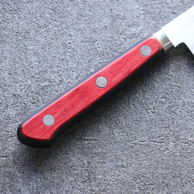 Seisuke Super Bleu Migaki Terminé Petit Santoku  140mm Bois de pakka rouge et noir Manipuler - japanny-FR