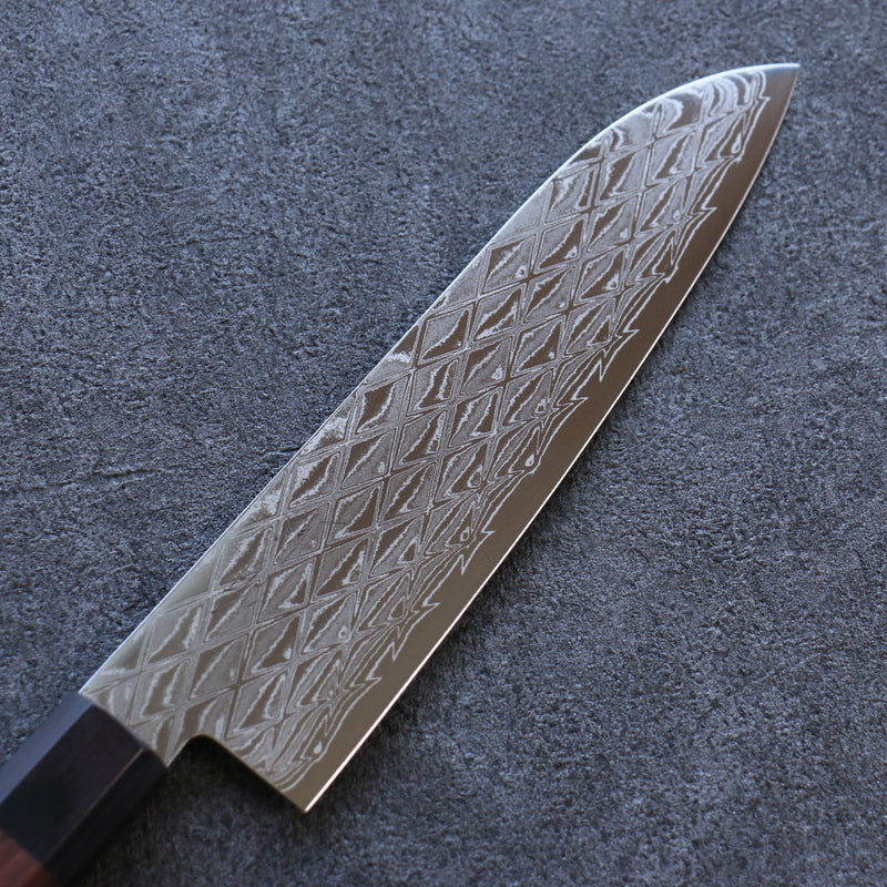 Seisuke AUS10 Miroir Croisé Santoku  180mm Bois de Pakka marron Manipuler - japanny-FR