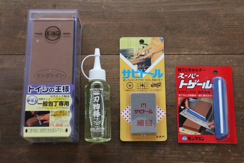 Cutlery Care Set   22324 (#800 & #6000), Super-Togeru, Cutlery Camellia Oil (100ml),  Rust Eraser (fine grits) - japanny-FR