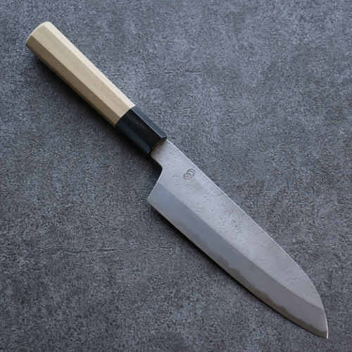 Kikuzuki Acier Blanc No.2 Nashiji Santoku  180mm Magnolia Manipuler - japanny-FR