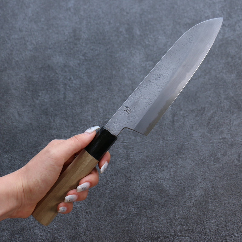 Kikuzuki Acier Blanc No.2 Nashiji Santoku  180mm Magnolia Manipuler - japanny-FR