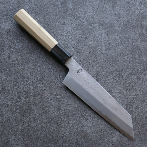 Kikuzuki Acier Blanc No.2 Nashiji Kiritsuke Santoku  180mm Magnolia Manipuler - japanny-FR