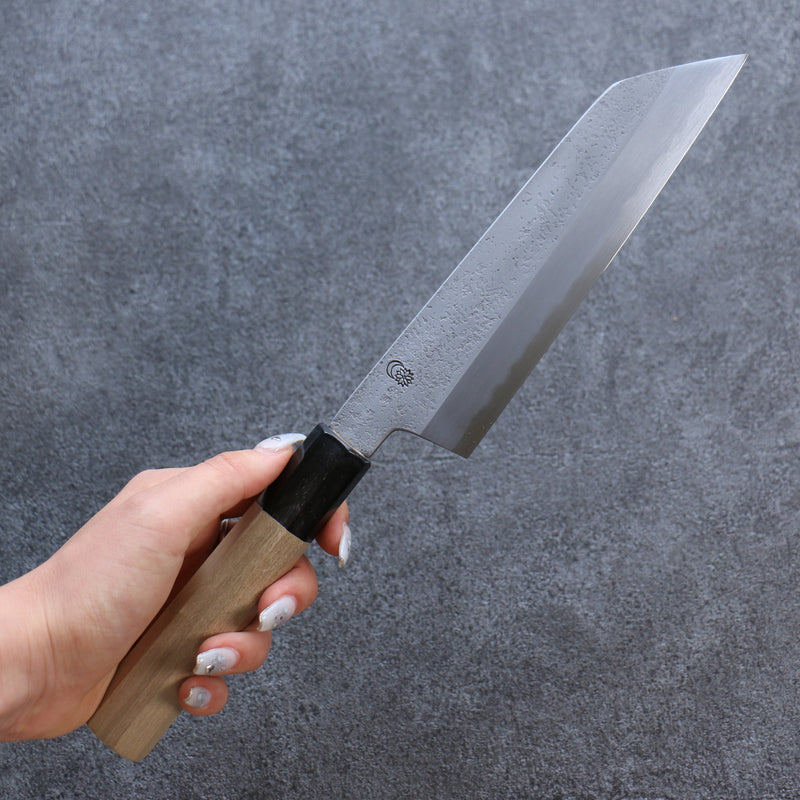 Kikuzuki Acier Blanc No.2 Nashiji Kiritsuke Santoku  180mm Magnolia Manipuler - japanny-FR