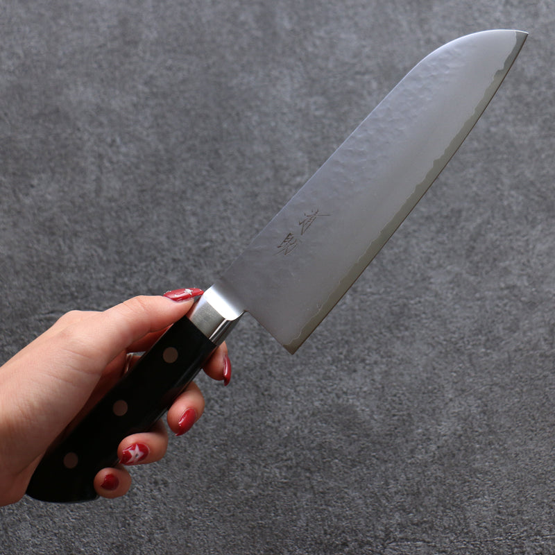 Seisuke VG5 Martelé Kasumitogi Santoku  175mm Bois de pakka noir Manipuler - japanny-FR