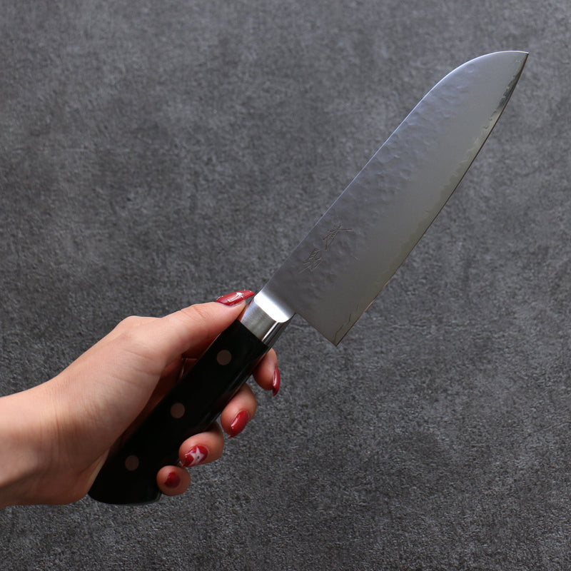 Seisuke VG5 Martelé Kasumitogi Santoku  160mm Bois de pakka noir Manipuler - japanny-FR