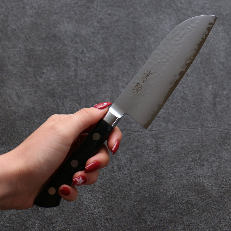 Seisuke VG5 Martelé Kasumitogi Santoku  120mm Bois de pakka noir Manipuler - japanny-FR