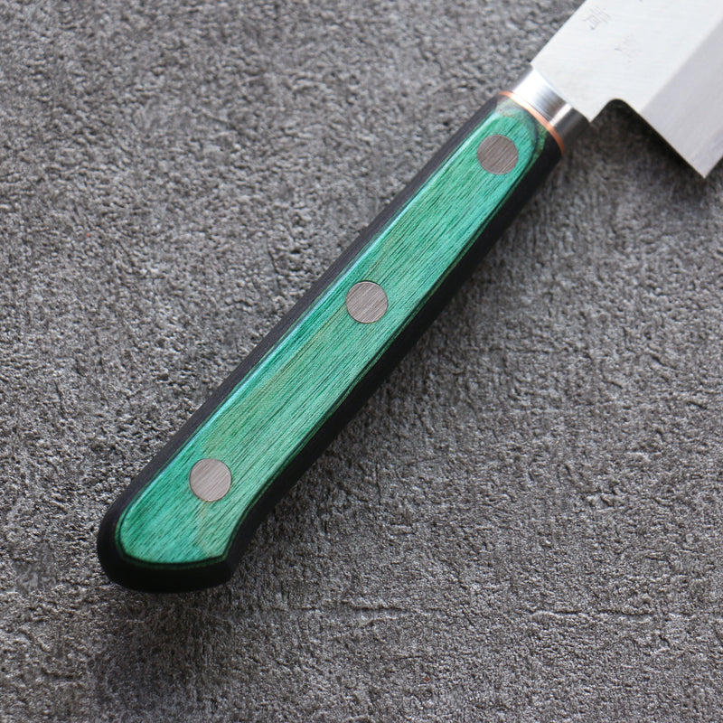 Sakai Kikumori Acier Bleu No.1 Petit Santoku Couteau Japonais 140mm Bois de pakka vert Manipuler - japanny-FR