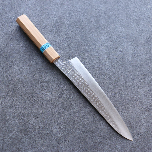 Yu Kurosaki Senko Ei R2/SG2 Martelé Gyuto  210mm Olivier(férule:turquoise avec anneau) Manipuler - japanny-FR