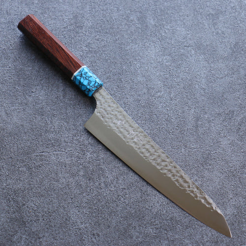 Yu Kurosaki Senko Ei R2/SG2 Martelé Gyuto  210mm Wenge(férule:turquoise avec anneau) Manipuler - japanny-FR