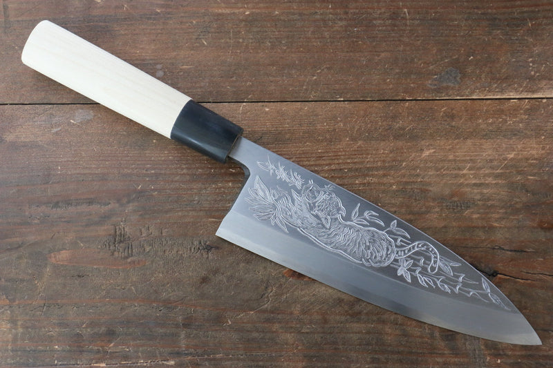 Sakai Takayuki Kasumitogi White Steel Koshitantan engraving Deba - japanny-FR