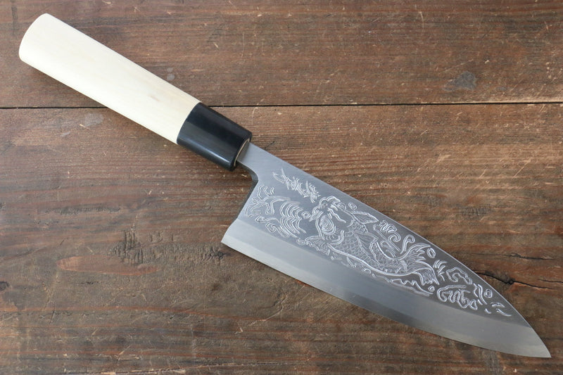 Sakai Takayuki Kasumitogi White Steel Sojyonokoi engraving Deba - japanny-FR