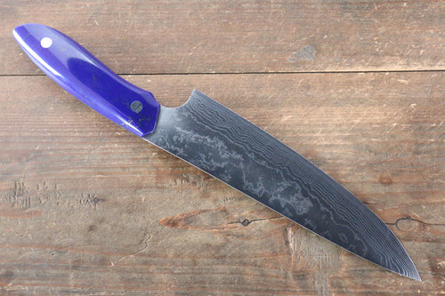 Takeshi Saji Coreless Finition en miroir Gyuto  180mm Bleu marine turquoise (style Nomura) Manipuler - japanny-FR